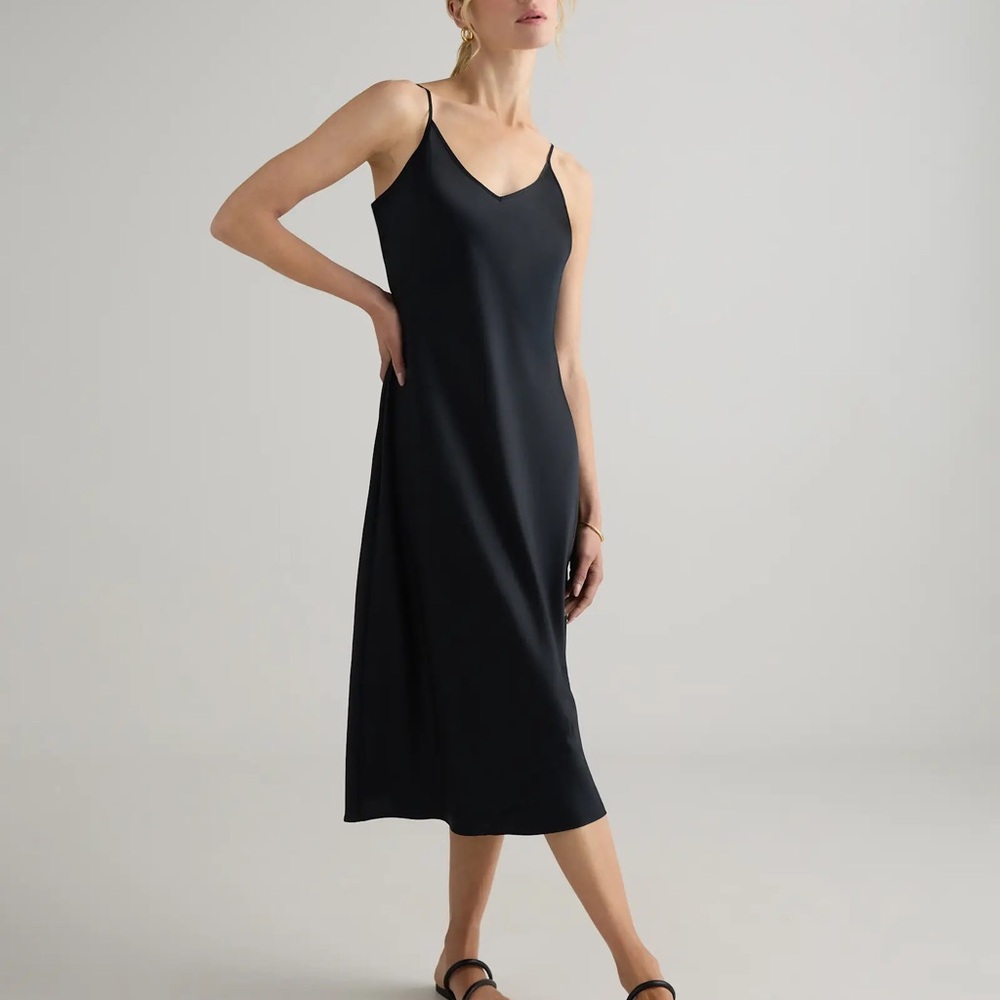 Quince nwt black 100% silk slip dress size medium